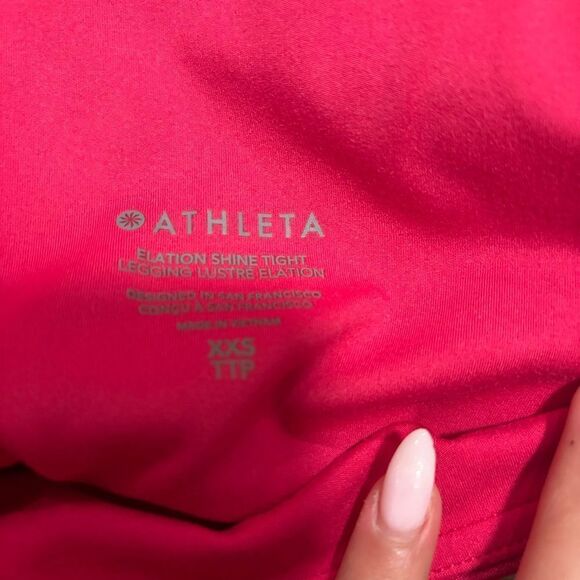 Athleta Elation Shine Tight Legging Cyclamen Hot Fuchsia Pink- Size 0 XXS - Picture 8 of 13